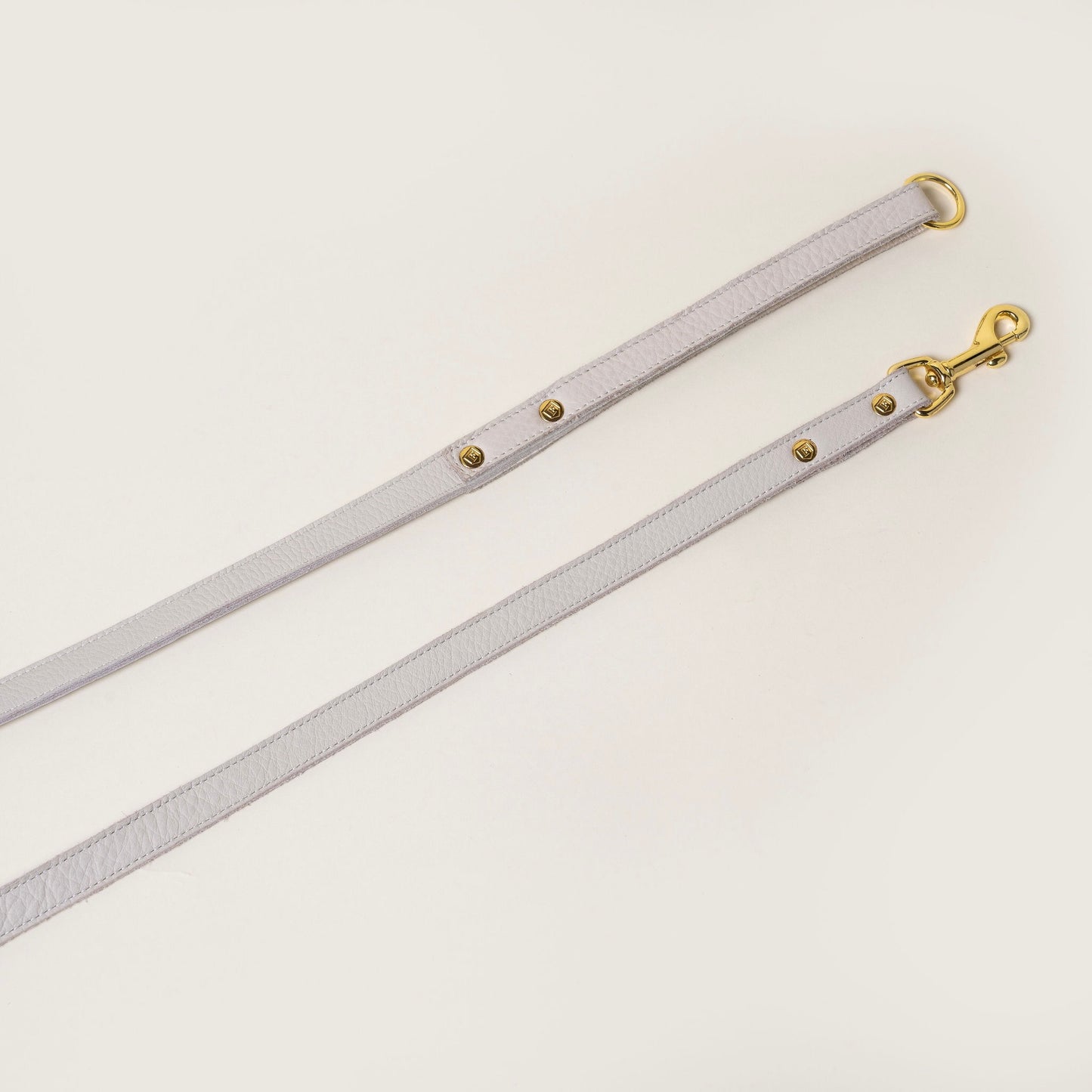 FINCH Beverly Hills Crescent Bone classic premium leather pet leash, solid brass 18k gold-tone hardware, Made in USA