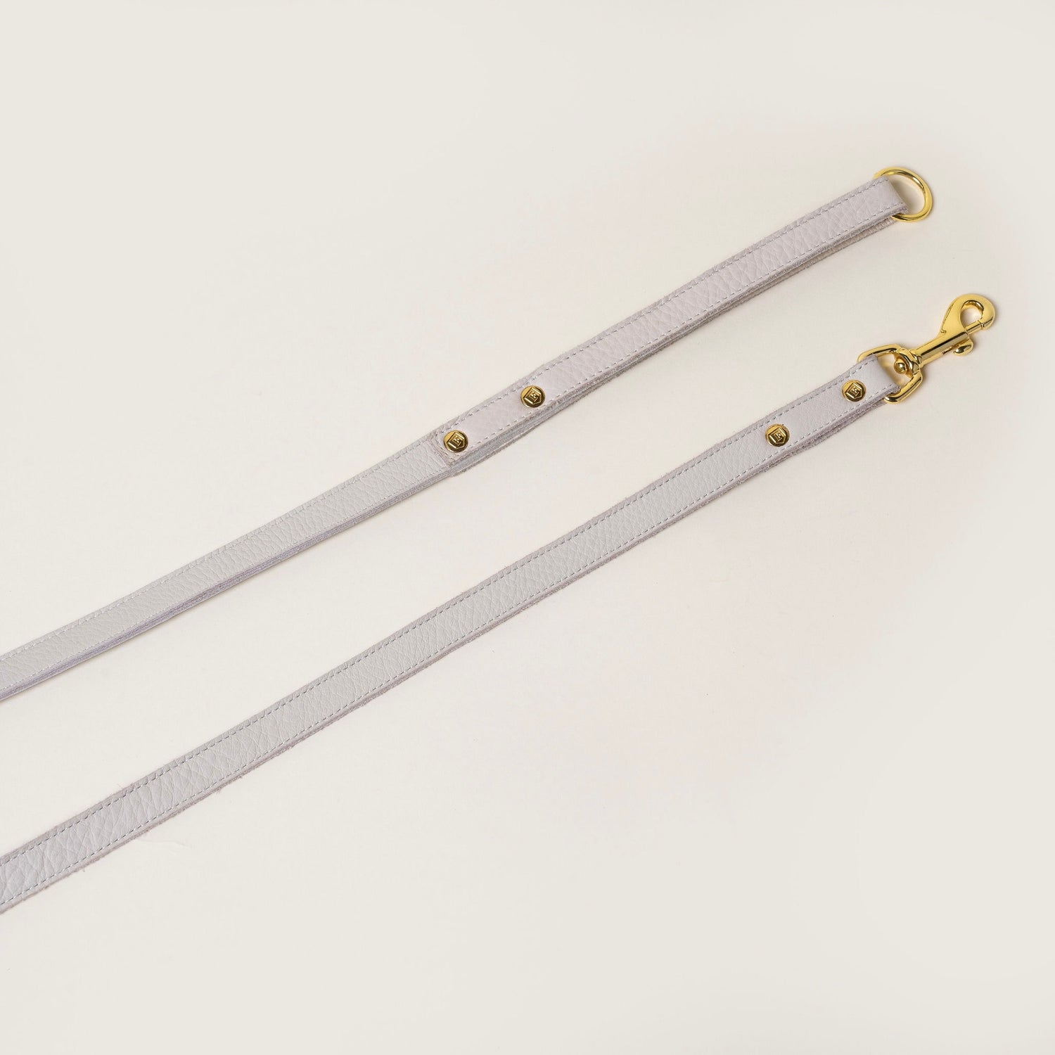FINCH Beverly Hills Crescent Bone classic premium leather pet leash, solid brass 18k gold-tone hardware, Made in USA