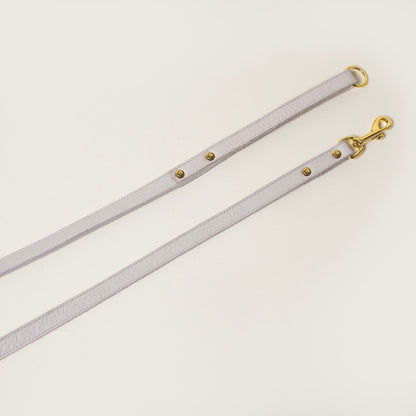 FINCH Beverly Hills Crescent Bone classic premium leather pet leash, solid brass 18k gold-tone hardware, Made in USA
