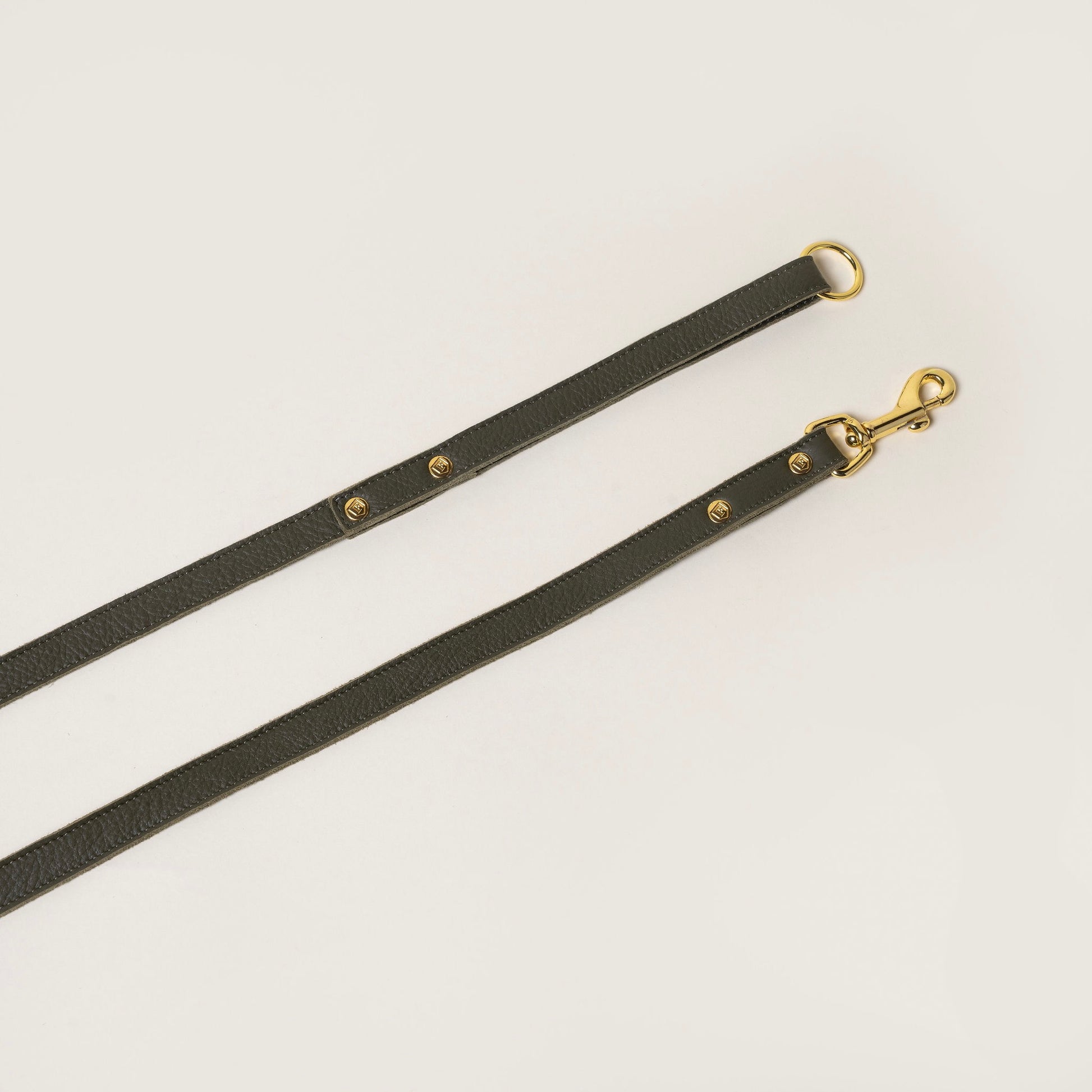 FINCH Beverly Hills Beverly Olive classic premium leather pet leash, solid brass 18k gold-tone hardware, Made in USA