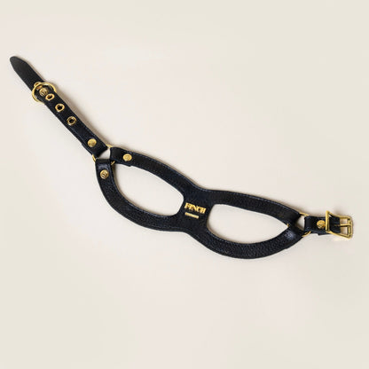 FINCH Beverly Hills Mulholland Black classic premium leather pet harness, solid brass 18k gold-tone hardware, Made in USA