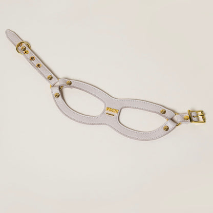FINCH Beverly Hills Crescent Bone classic premium leather pet harness, solid brass 18k gold-tone hardware, Made in USA