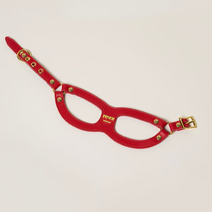FINCH Beverly Hills Roxbury Red classic premium leather pet harness, solid brass 18k gold-tone hardware, Made in USA