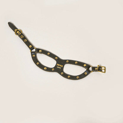 FINCH Beverly Hills Beverly Olive studded premium leather pet harness, solid brass 18k gold-tone studs, Made in USA