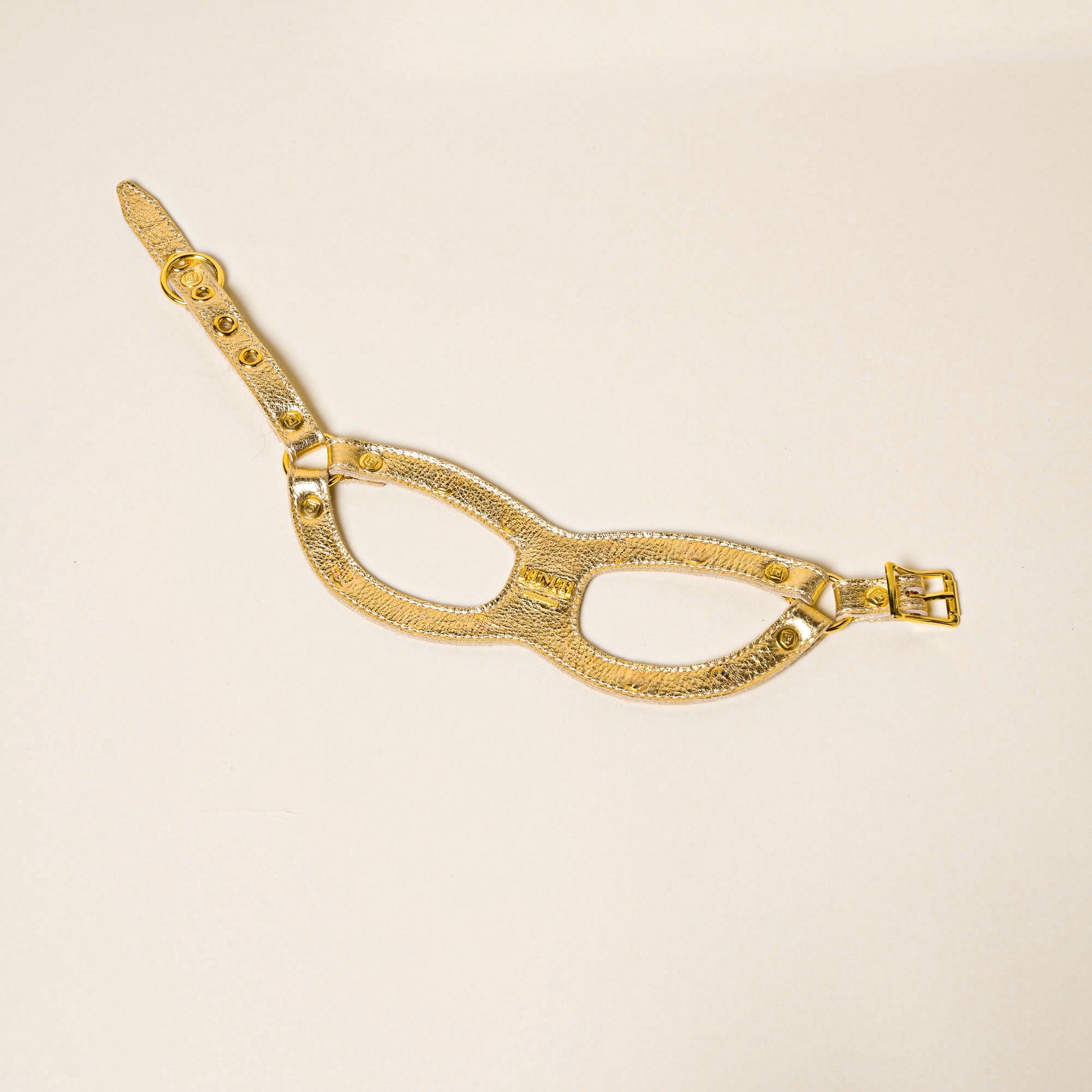 FINCH Beverly Hills Rodeo Gold classic premium leather pet harness, solid brass 18k gold-tone hardware, Made in USA