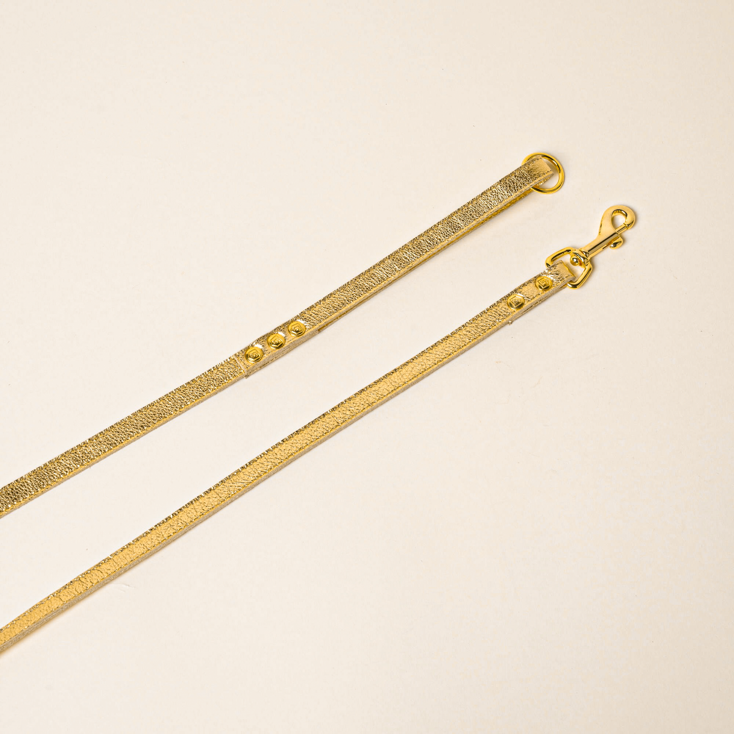FINCH Beverly Hills Rodeo Gold classic premium leather pet leash, solid brass 18k gold-tone hardware, Made in USA
