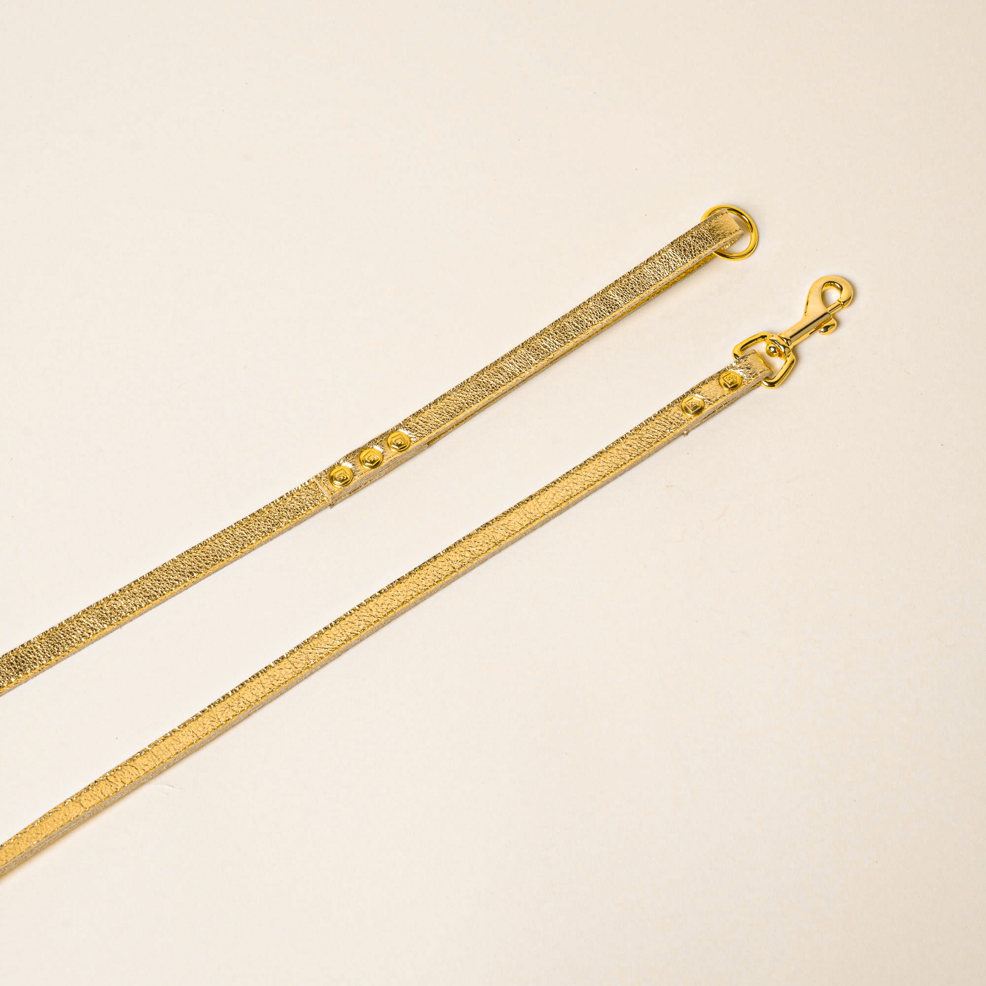 FINCH Beverly Hills Rodeo Gold classic premium leather pet leash, solid brass 18k gold-tone hardware, Made in USA