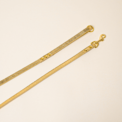 FINCH Beverly Hills Rodeo Gold classic premium leather pet leash, solid brass 18k gold-tone hardware, Made in USA