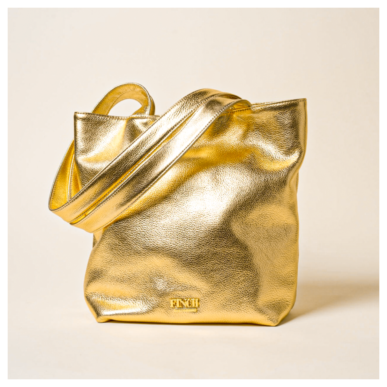 FINCH Beverly Hills Rodeo Gold Signature Tote, handcrafted from supple premium leather, solid brass hardware in 18k gold-tone, Made in USA
